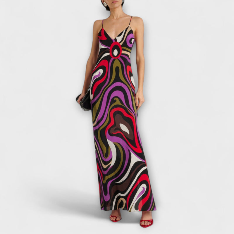 Daphne - Maxi Dress with Marble Print