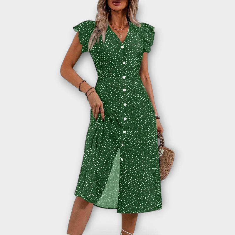 Tyylikäs Midi Mekko Pilkuilla