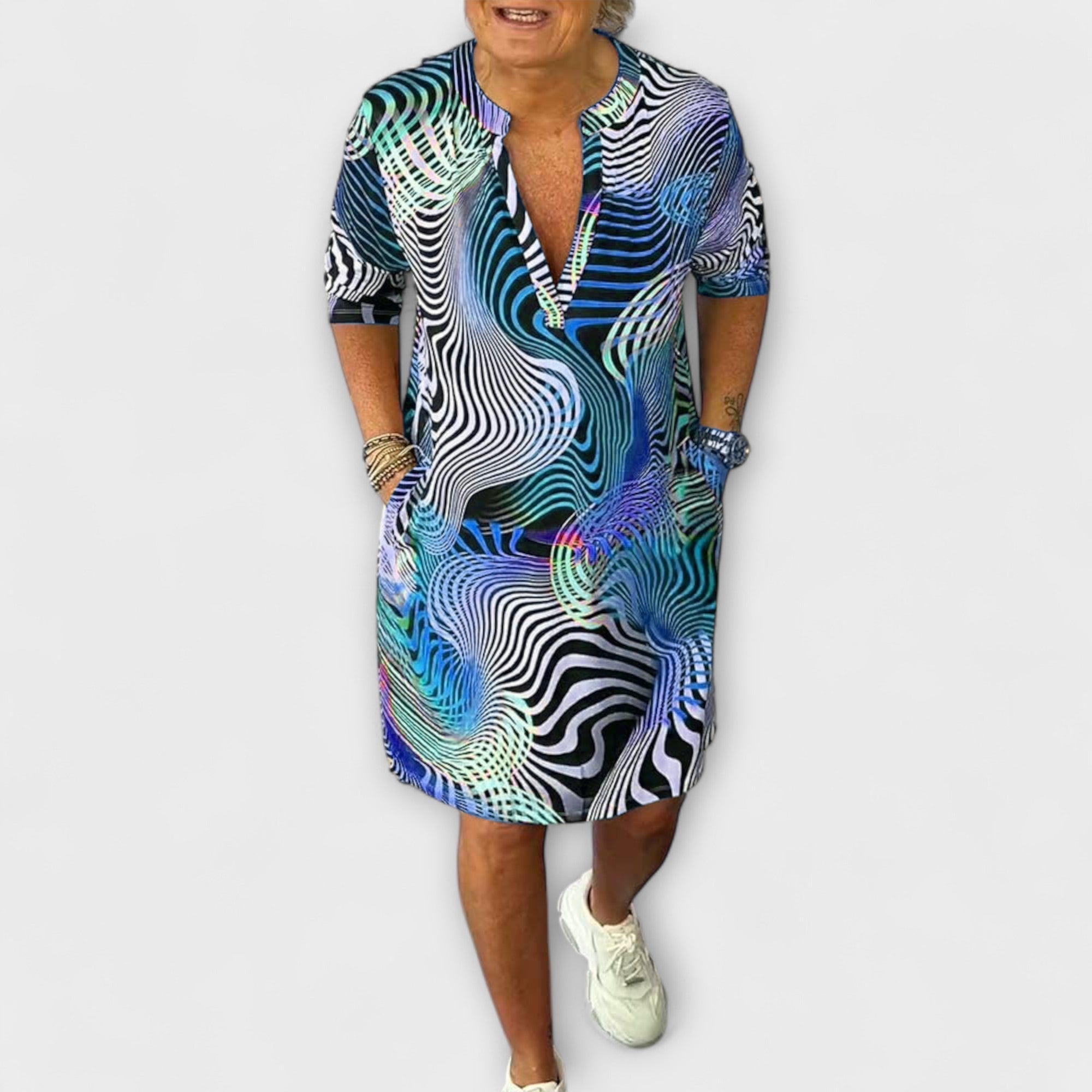 Liora - V-Neck Colorful Dresses