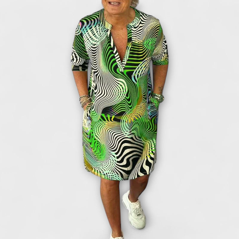 Liora - V-Neck Colorful Dresses