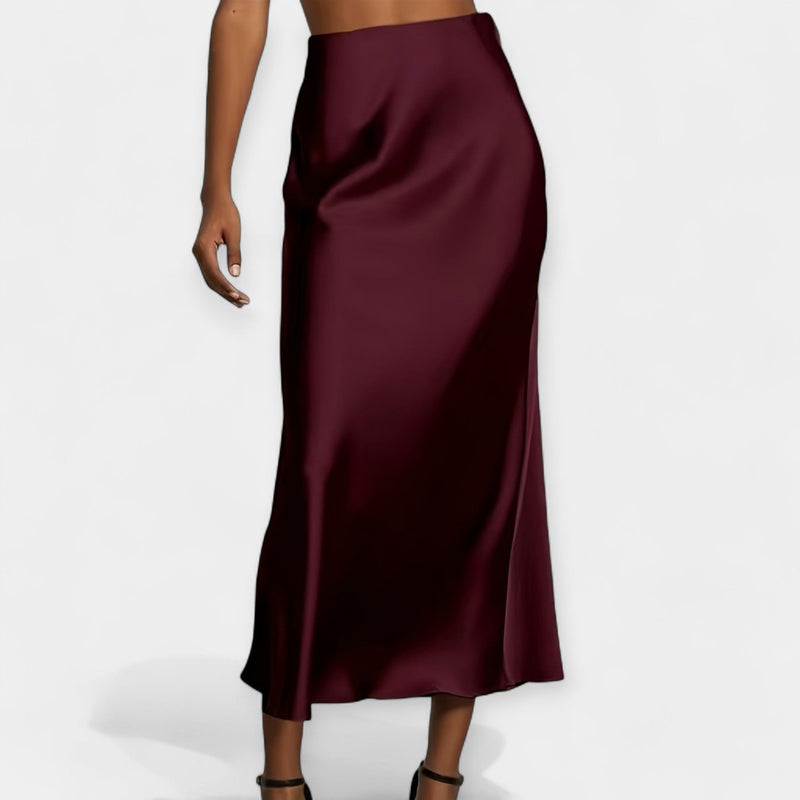 Věnceslava Eleganta Satin Midi Skirt - Versatile Style