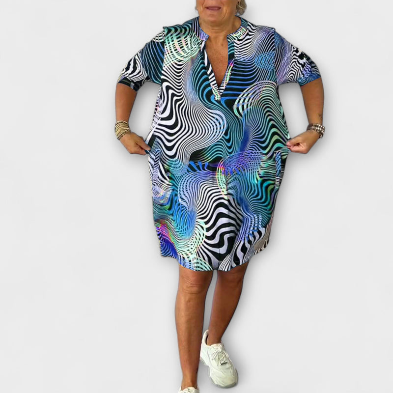 Liora - V-Neck Colorful Dresses