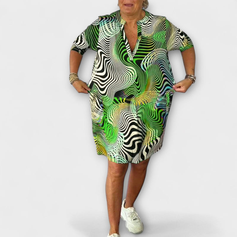 Liora - V-Neck Colorful Dresses