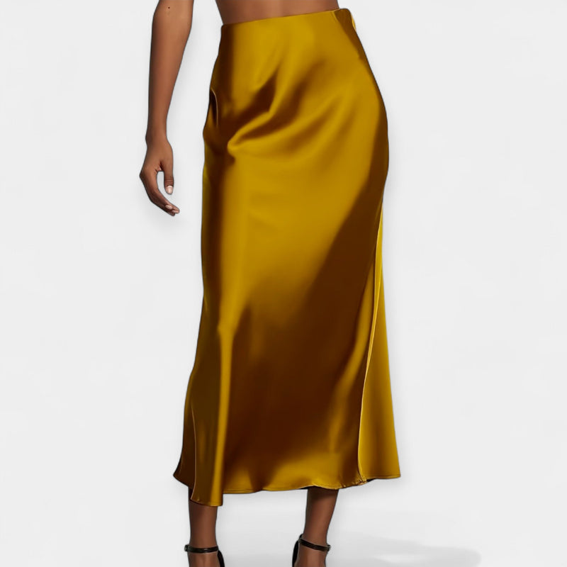 Věnceslava Eleganta Satin Midi Skirt - Versatile Style