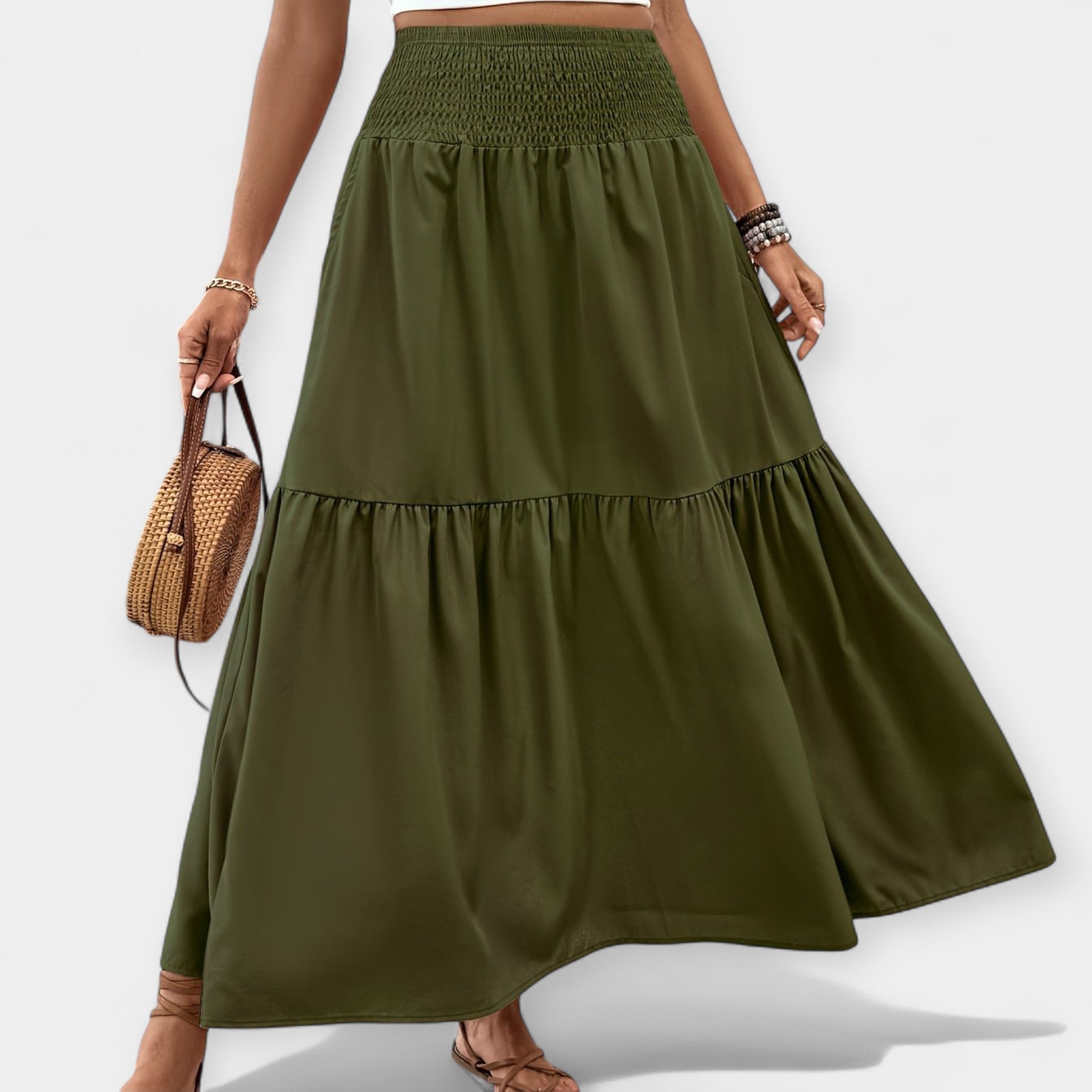 Adéla Elegantti Kukka Hame Elastisella Vyöllä