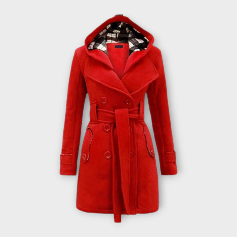 Evelyn | Elegant Hooded Coat with Belt