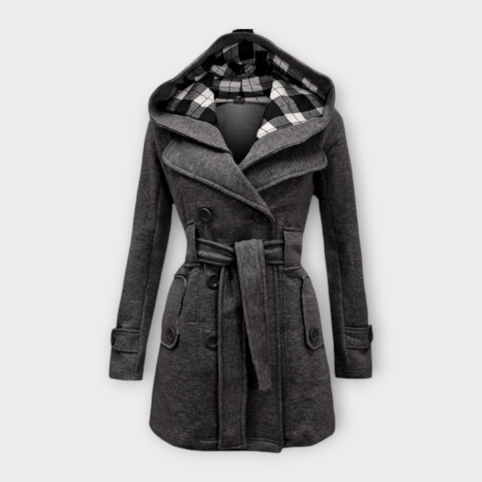 Evelyn | Elegant Hooded Coat with Belt