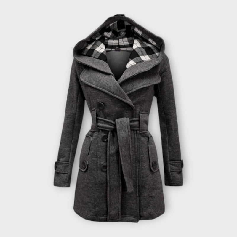 Evelyn | Elegant Hooded Coat with Belt