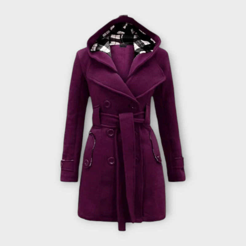 Evelyn | Elegant Hooded Coat with Belt