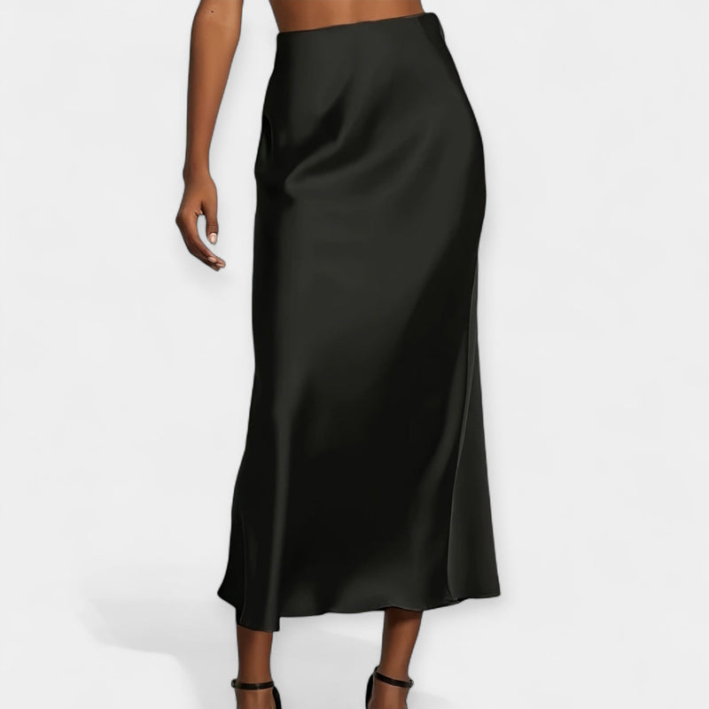Věnceslava Eleganta Satin Midi Skirt - Versatile Style