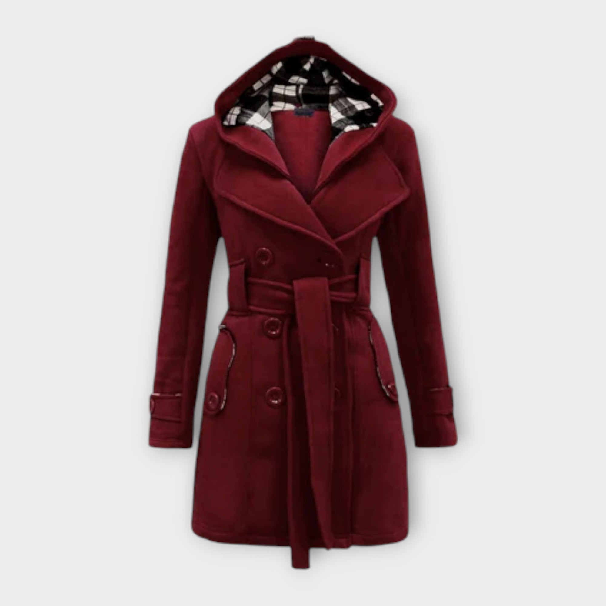 Evelyn | Elegant Hooded Coat with Belt