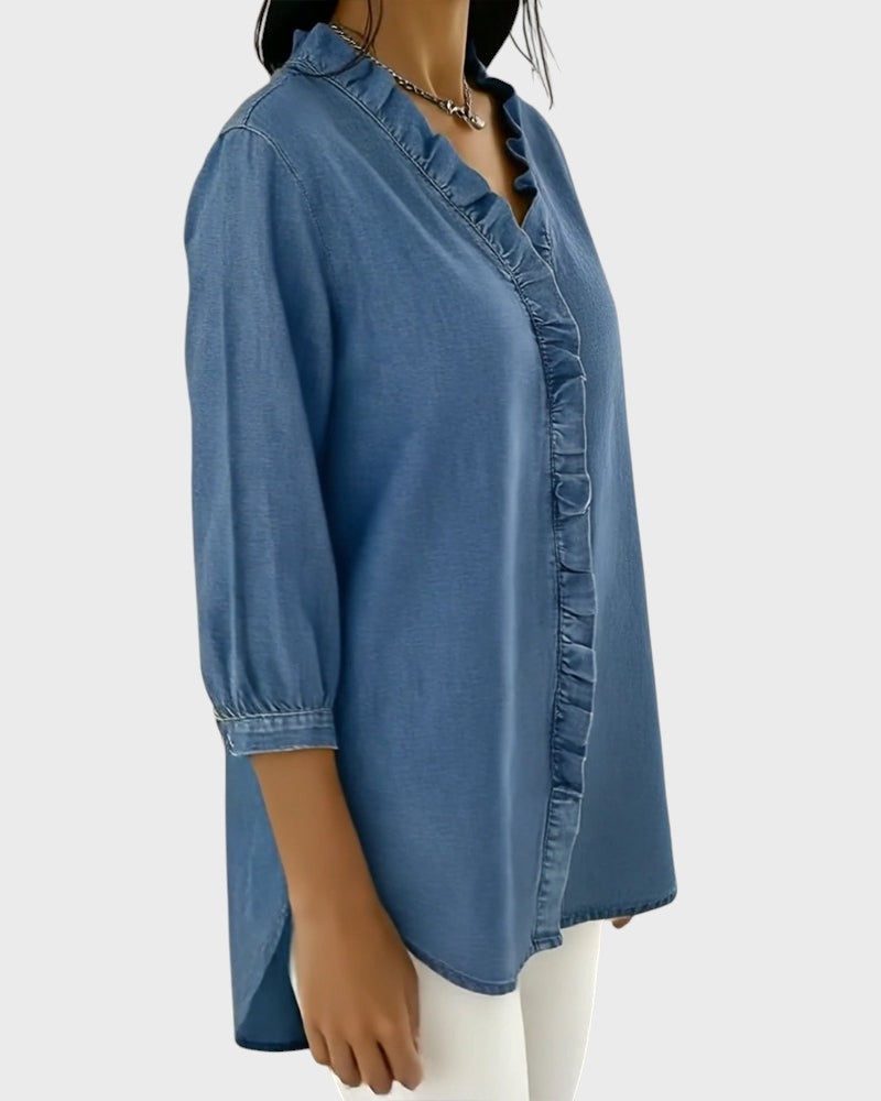 Diana | Denim Tunic with Frills