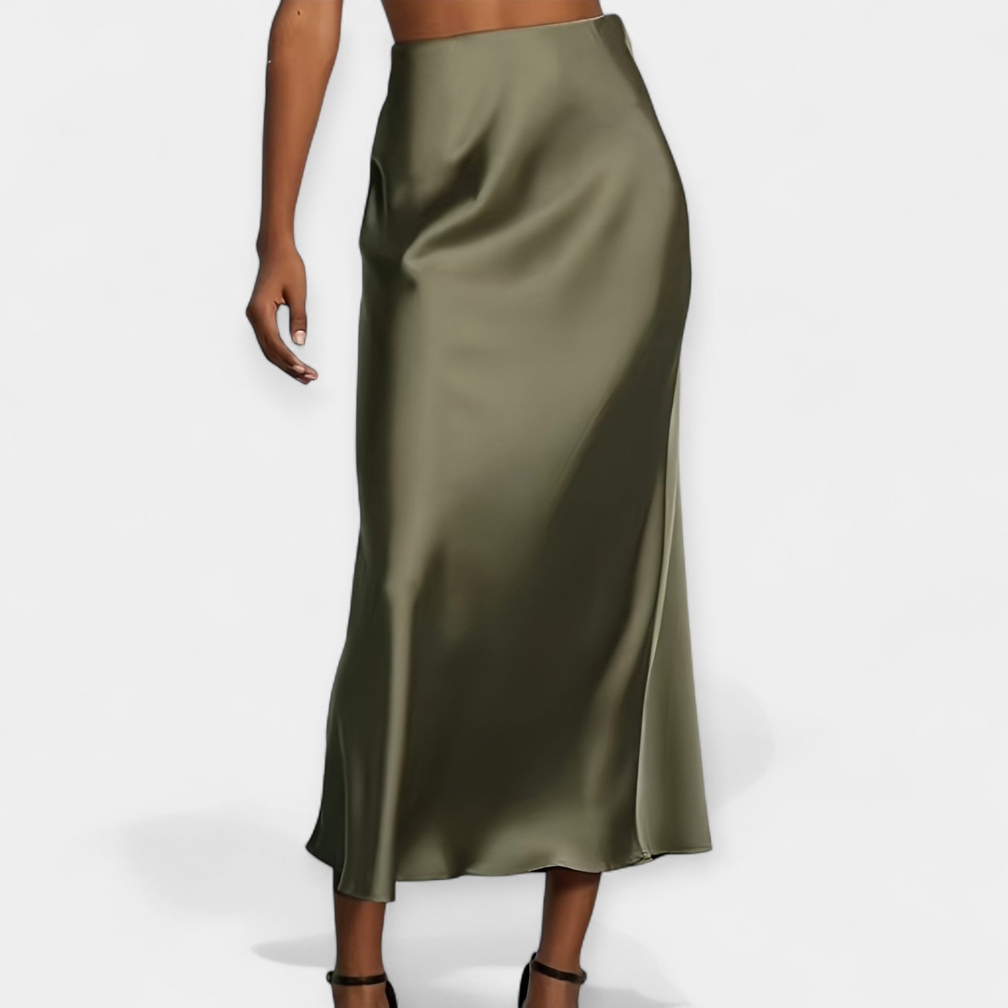 Věnceslava Eleganta Satin Midi Skirt - Versatile Style