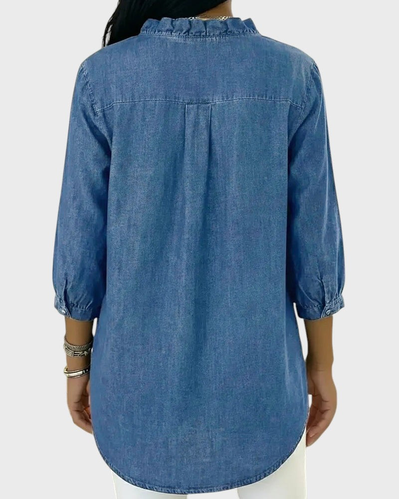 Diana | Denim Tunic with Frills