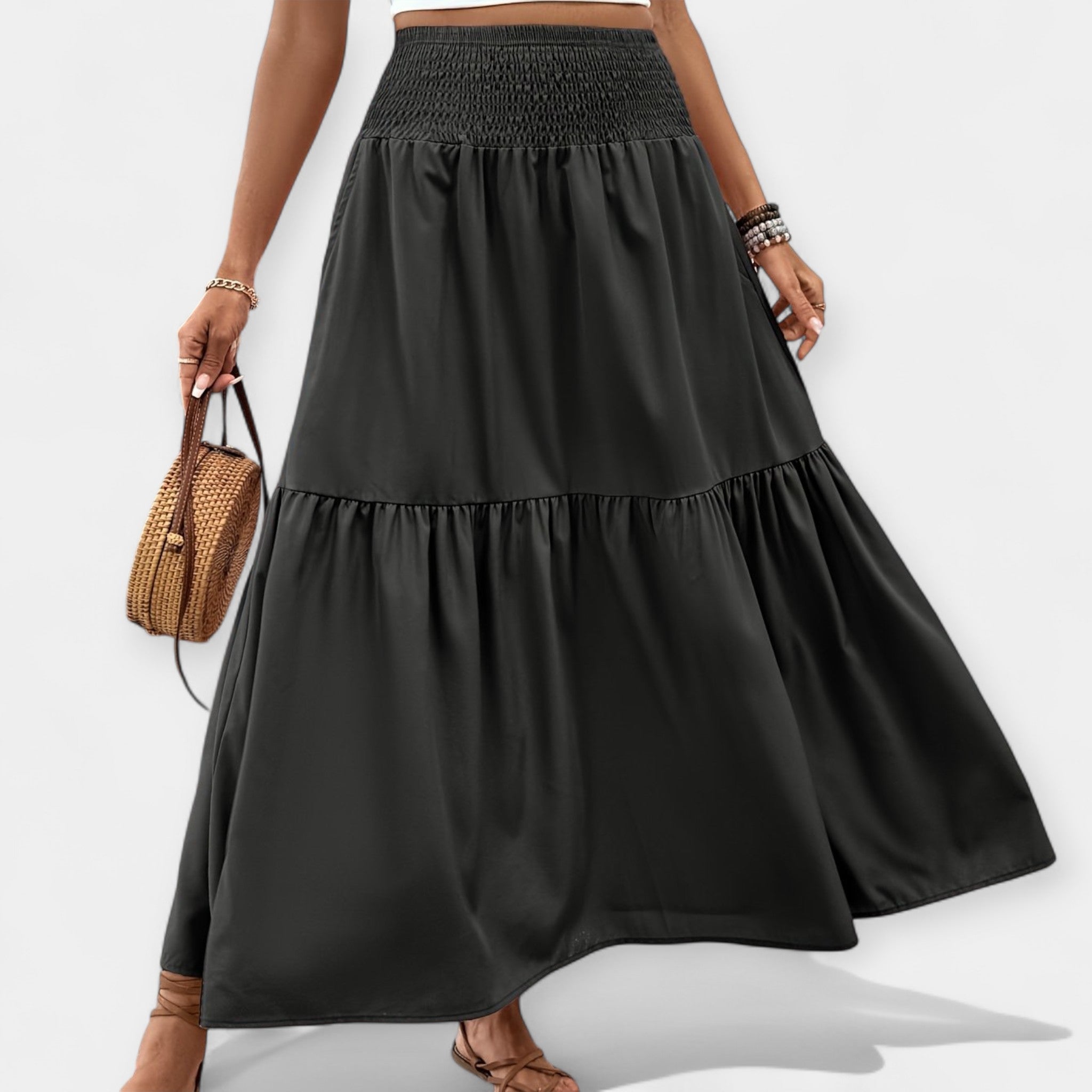 Adéla Elegantti Kukka Hame Elastisella Vyöllä