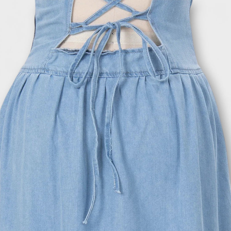 Lux - Sininen Olkaimettomat Denim-Mekko