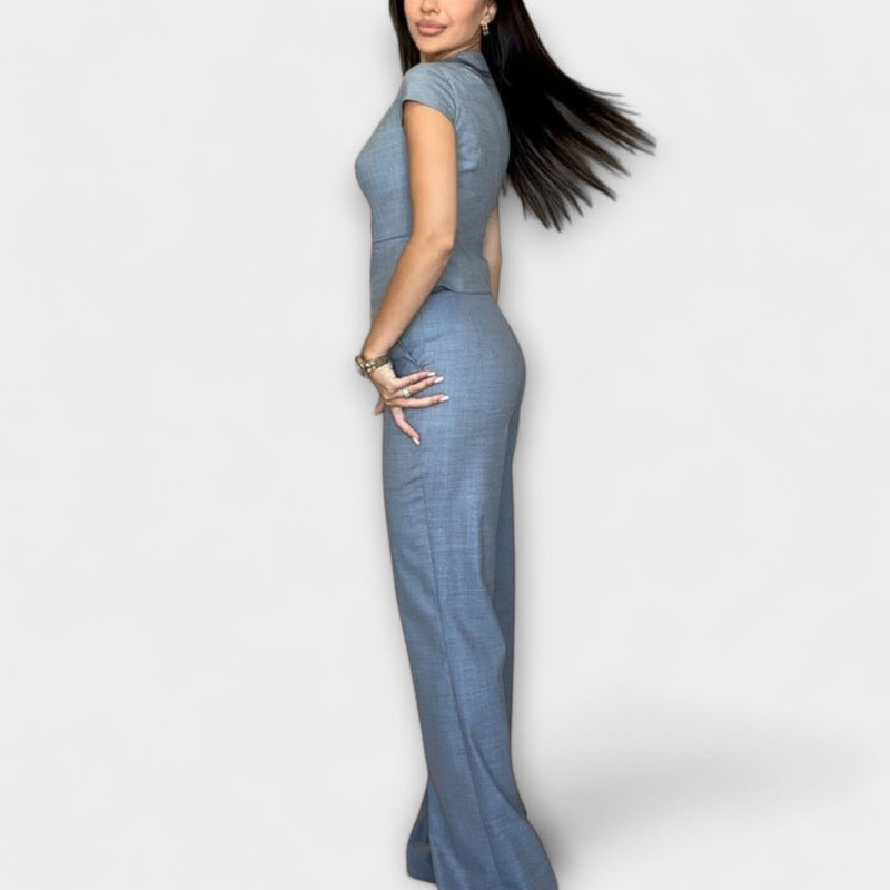 Ivy - Elegant Set with V-Neck Top and Trousers