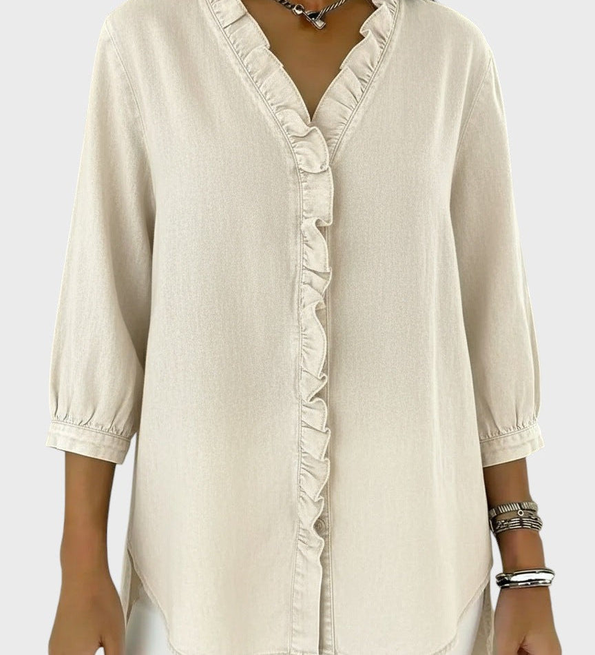 Diana | Denim Tunic with Frills