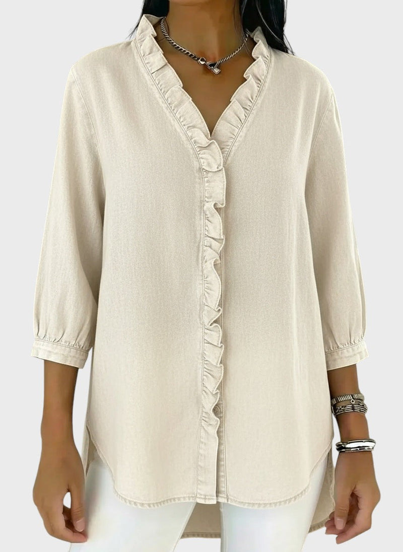 Diana | Denim Tunic with Frills