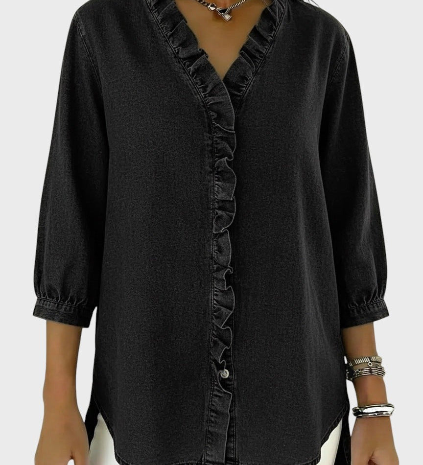 Diana | Denim Tunic with Frills