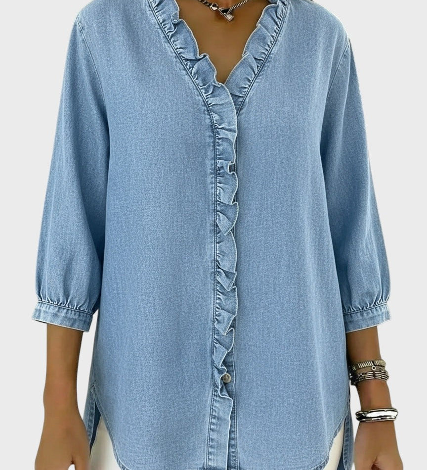 Diana | Denim Tunic with Frills