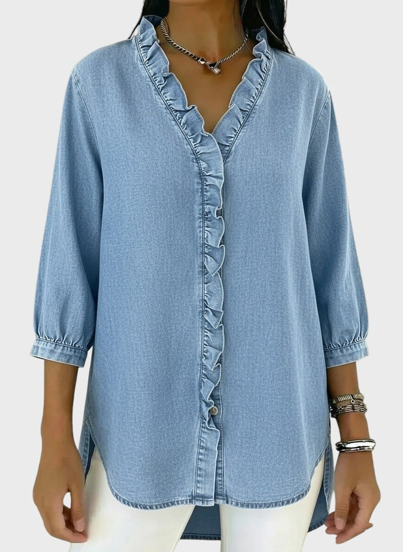 Diana | Denim Tunic with Frills