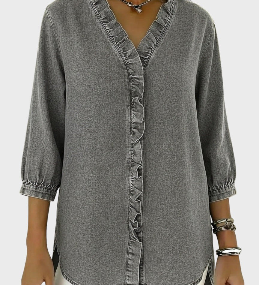 Diana | Denim Tunic with Frills