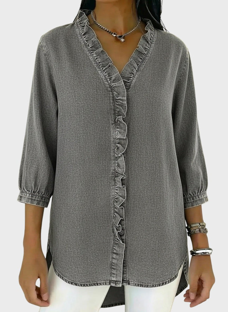 Diana | Denim Tunic with Frills