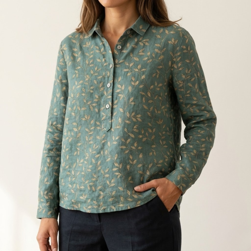 Natālija – Printed Linen Shirt