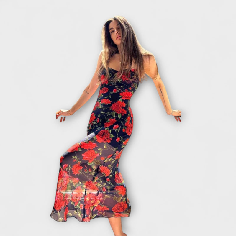 Kukkakuviollinen Bodycon-mekko hihnoilla