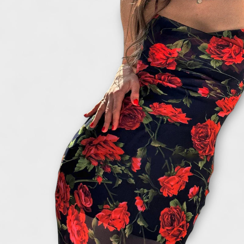Kukkakuviollinen Bodycon-mekko hihnoilla