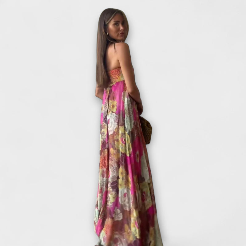 Tyylikäs Retro Ilma Olkaimeton Pliseerattu Maxi-mekko