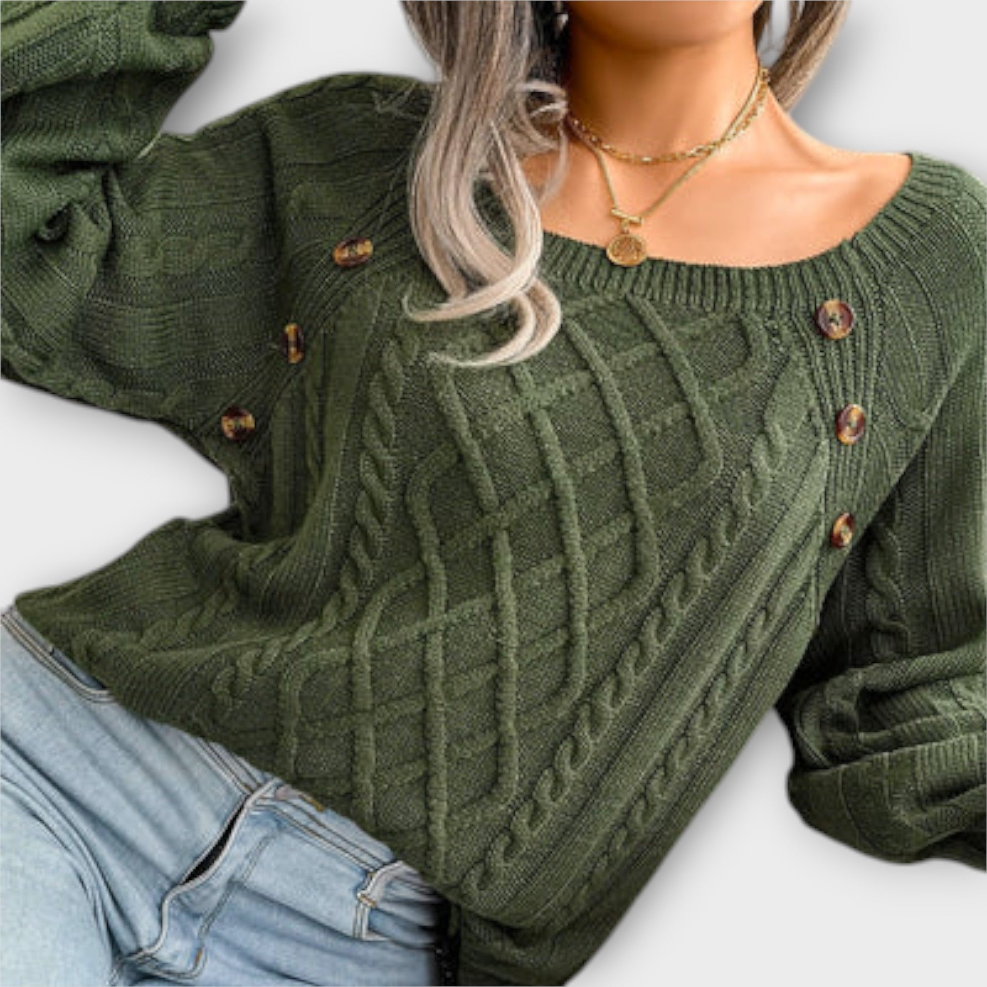 "Malia - Napillinen Neulepaita" can be rewritten as "Malia - Napillinen Neulepaita (Button-Up Knit Sweater)".