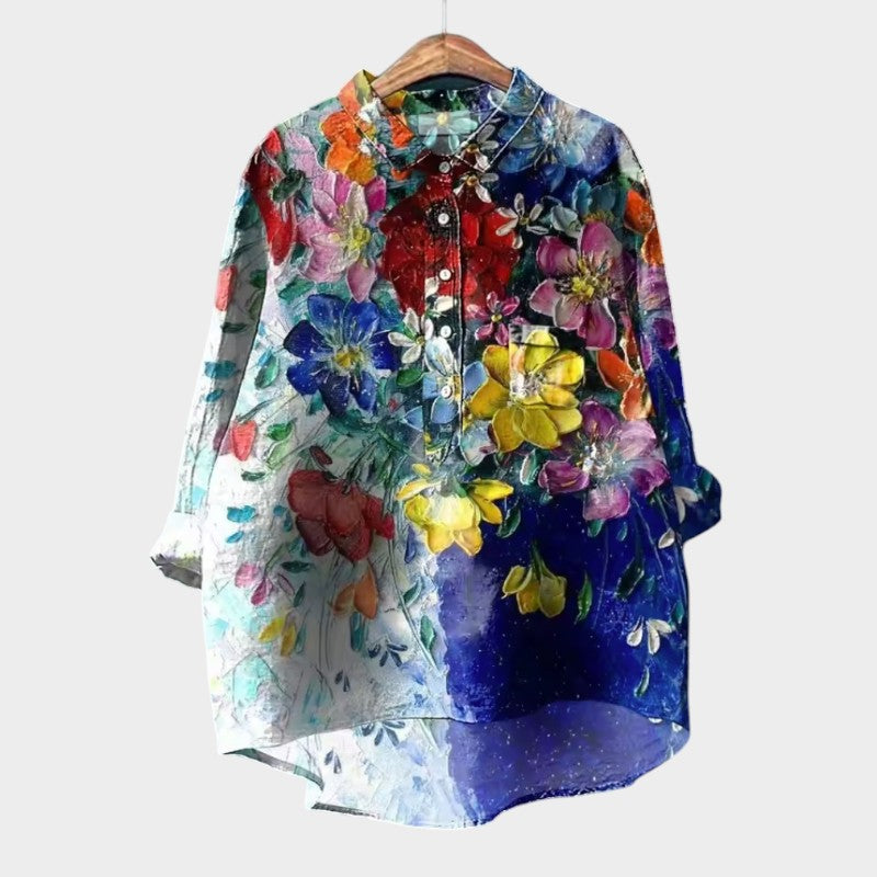 Lena | Premium T-Shirt with Floral and Embroidery Design