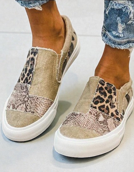Quinny | Leopard Print Fabric Sneakers