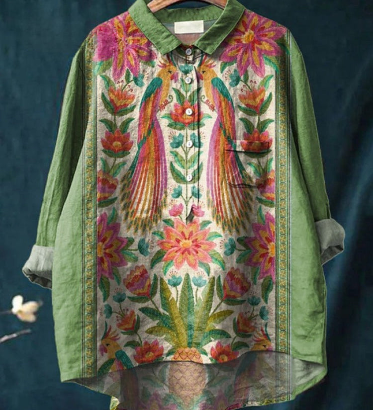 Lucie – Printed Linen Shirt