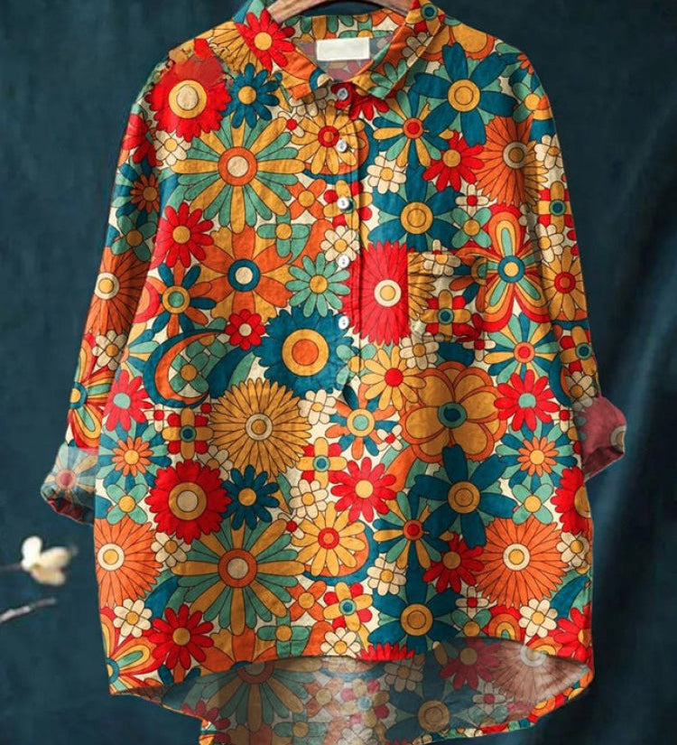 Lucie – Printed Linen Shirt