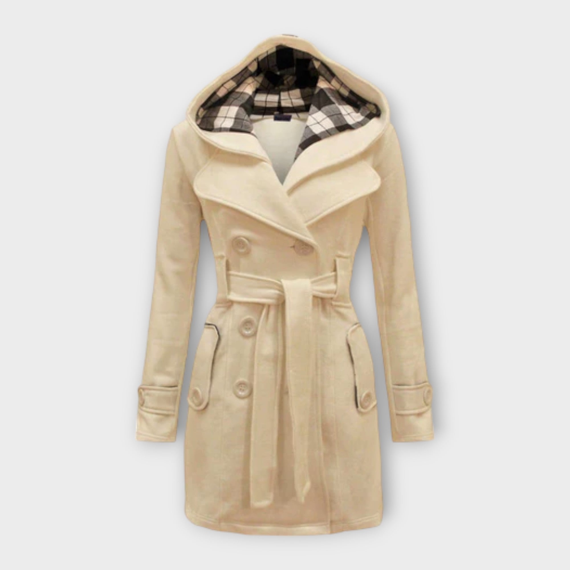Evelyn | Elegant Hooded Coat with Belt