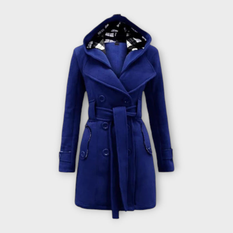 Evelyn | Elegant Hooded Coat with Belt