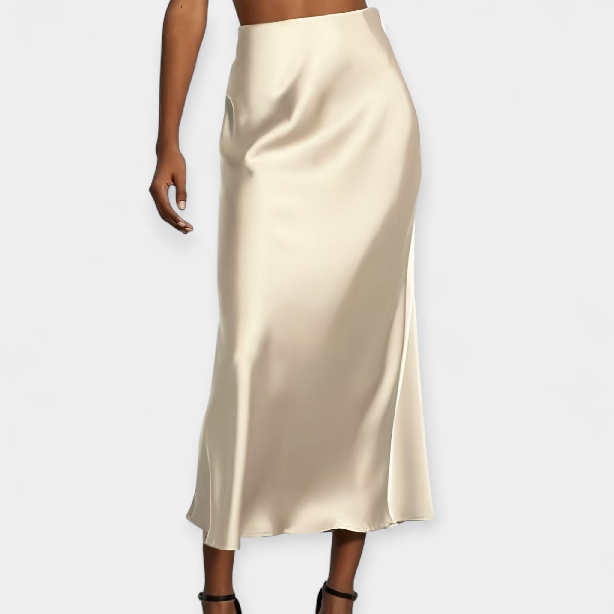 Věnceslava Eleganta Satin Midi Skirt - Versatile Style