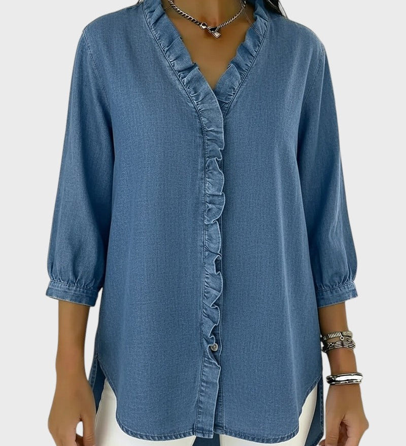 Diana | Denim Tunic with Frills