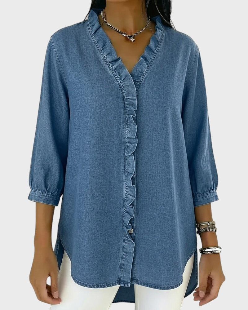Diana | Denim Tunic with Frills