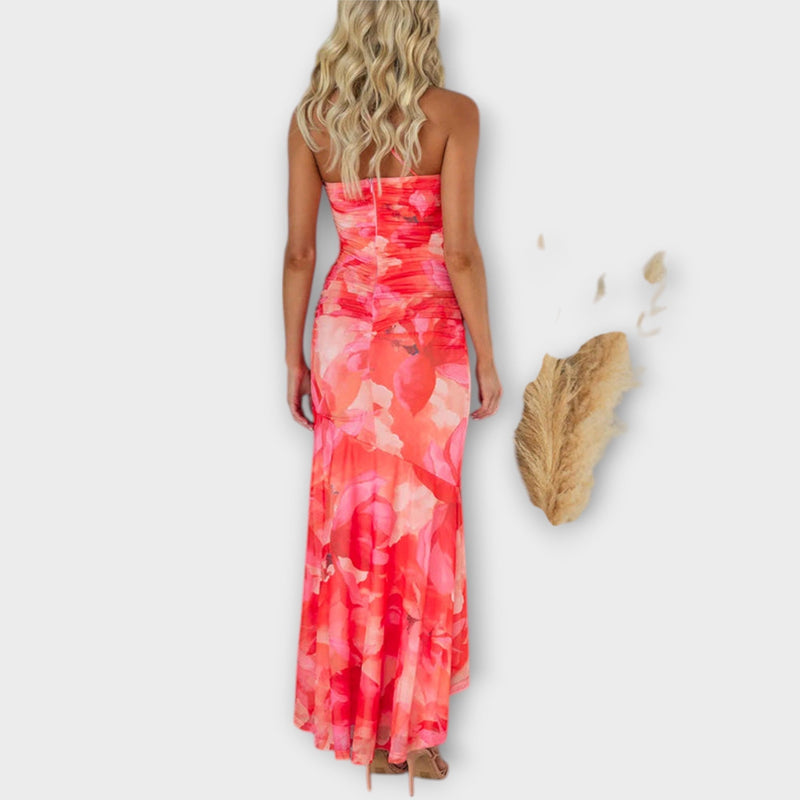 Pia - Epäsymmetrinen Maxi Mekko Drapoinnilla