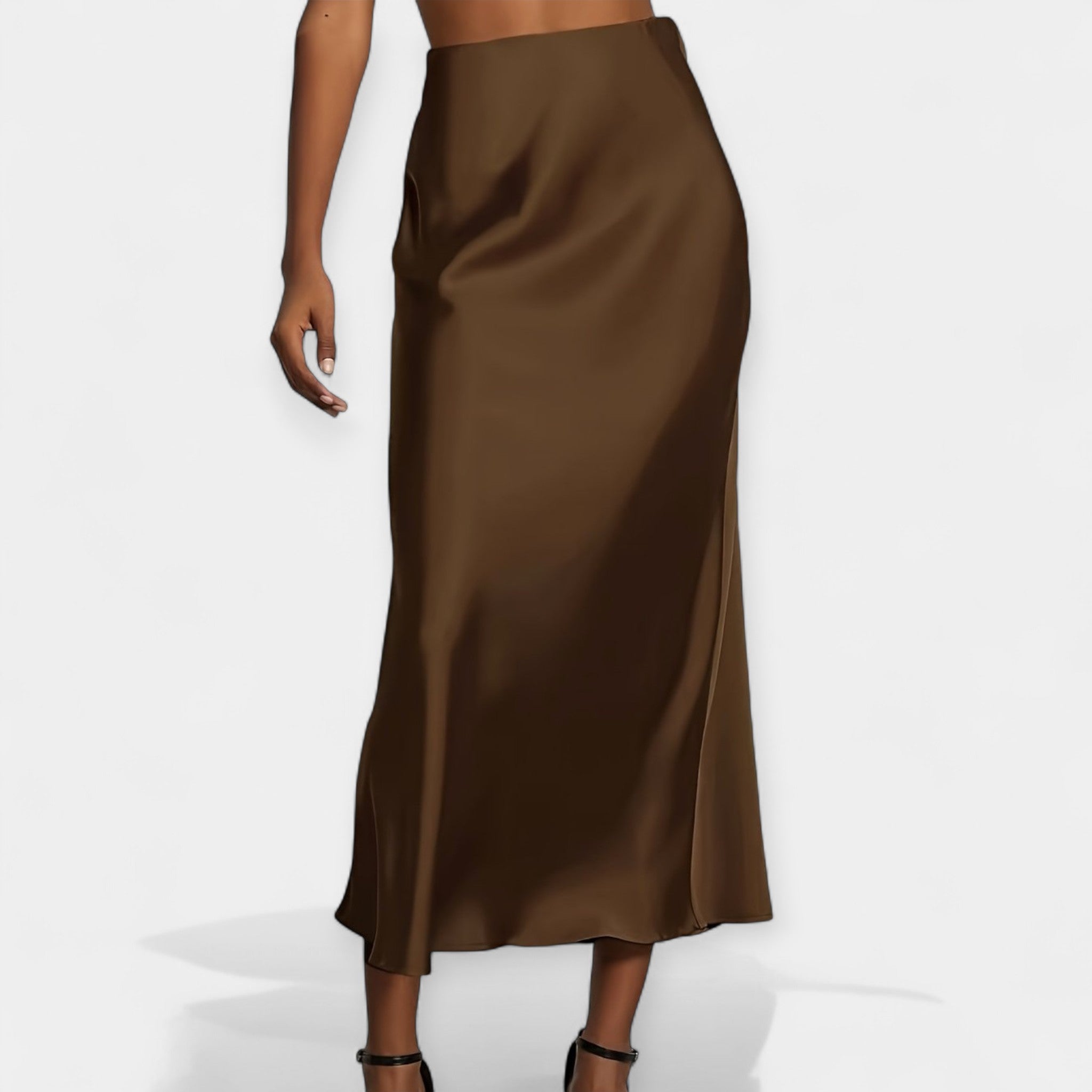 Věnceslava Eleganta Satin Midi Skirt - Versatile Style
