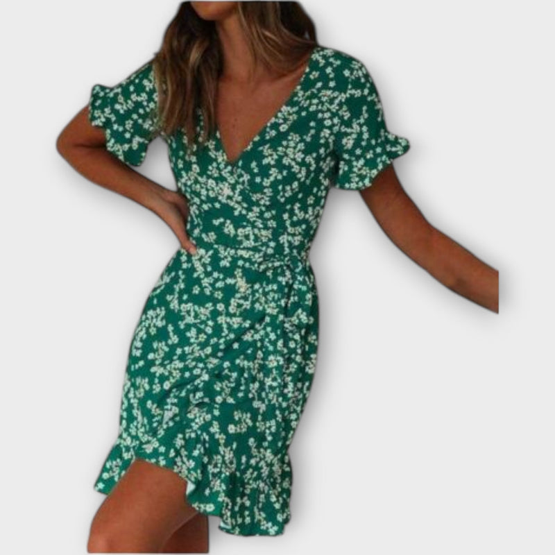 Nilsine - Vihreä Lyhyt Boho Mekko
