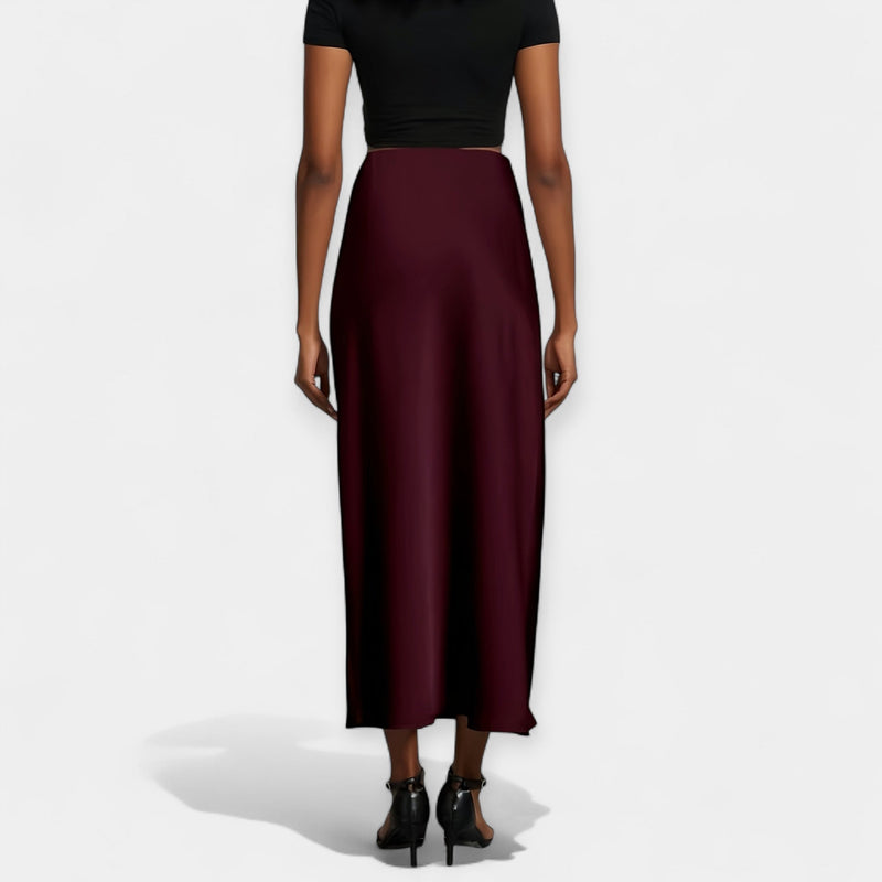 Věnceslava Eleganta Satin Midi Skirt - Versatile Style