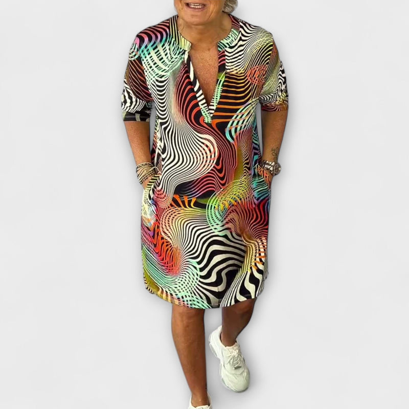 Liora - V-Neck Colorful Dresses