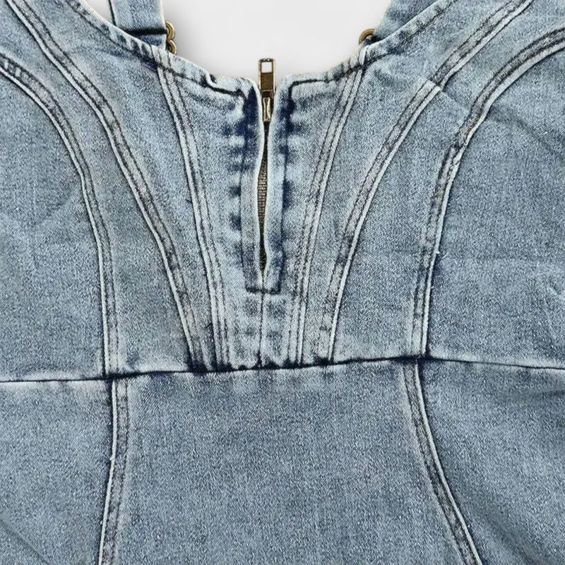 Anna - Säädettävillä Olkaimilla Varustettu Denim-mekko
