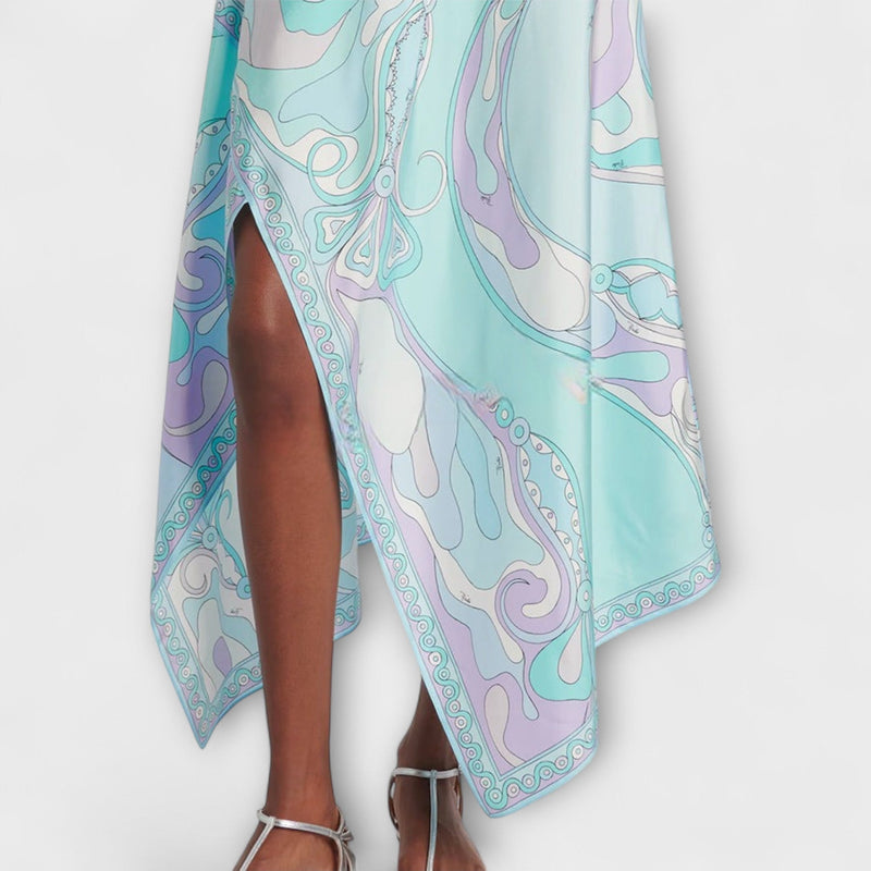 Everly - Halterneck Top ja Epäsymmetrinen Midi Mekko Setti