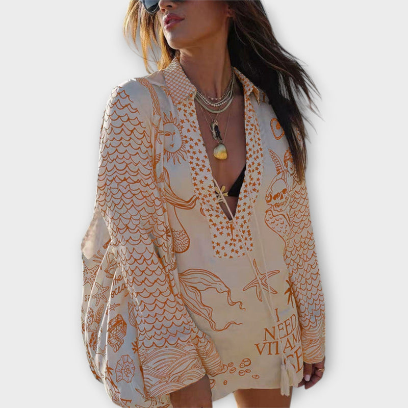 Liv - Vee Satin Top and Frill-Trimmed Shorts